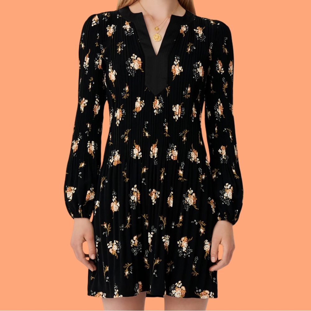Maje Rockol Floral Black Dress
